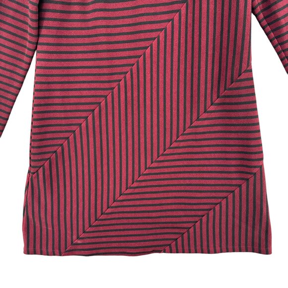 Hutch Anthropologie Knitwork Dress Burgundy Black Striped Long Sleeve Size L - Picture 14 of 15